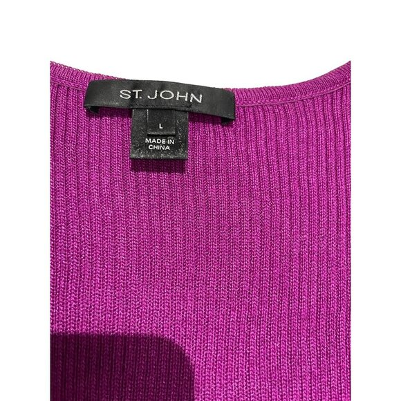 St. John Women's Purple Wool Blend Ribbed Sweater Sleeveless Size L - Picture 6 of 6